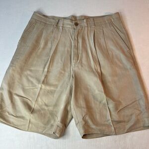 Caribbean Sz 34 Khaki 100% Silk Relaxed Fit